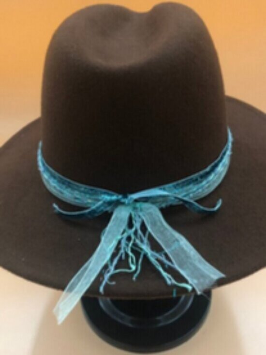 Boutique Black Felt Hat w/ Turquoise Embroidery — Southwestern Boho Festival